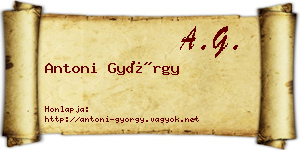 Antoni György névjegykártya
