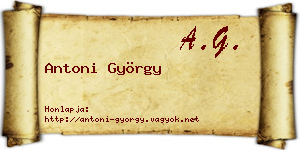 Antoni György névjegykártya